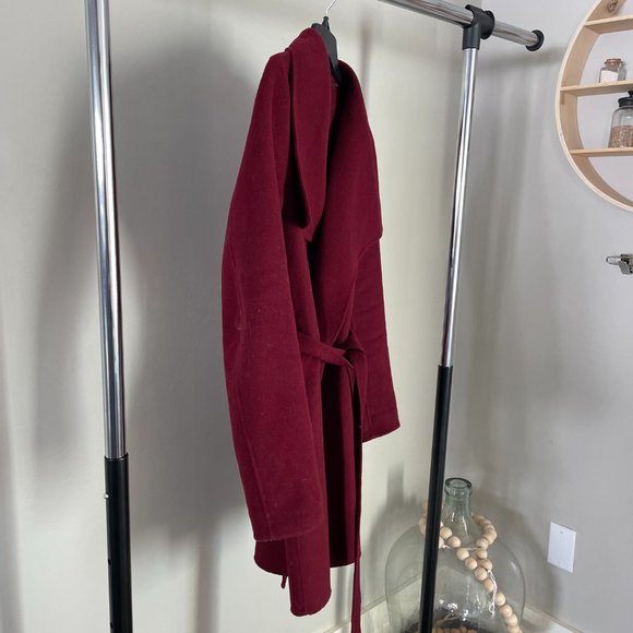 TAHARI WOMEN'S DEEP RED WOOL BELTED COAT JACKET - Picture 5 of 5